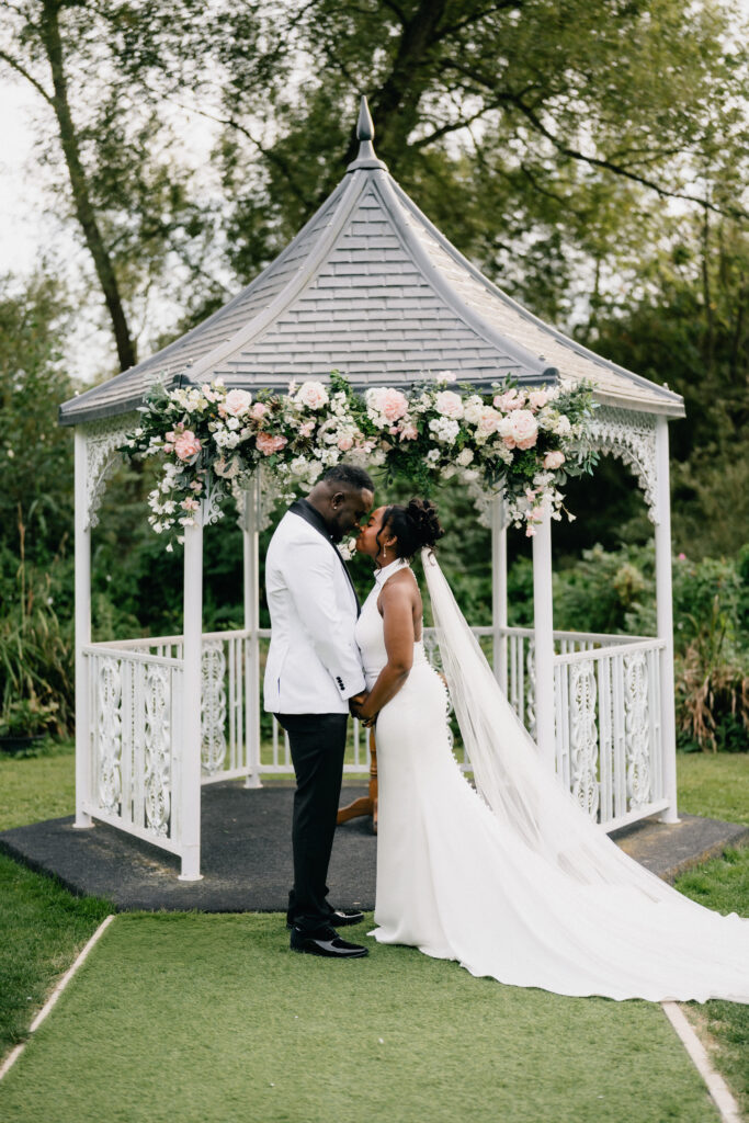The Waterside Venue wedding photography of couple sharing intimate moment