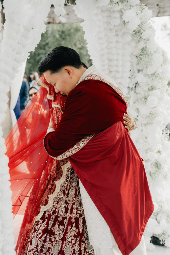 Emotional moment between bride and groom during their Nikkah ceremony