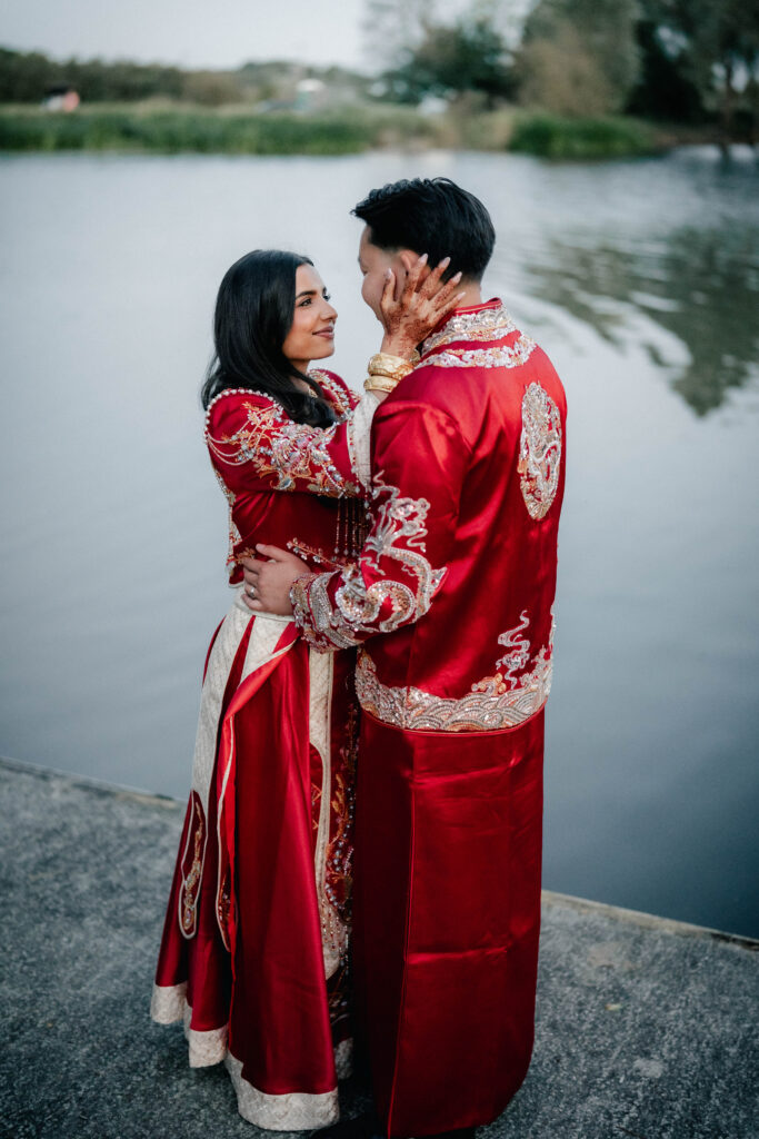 Timeless couple portrait from a Pakistani Chinese fusion wedding at Cambridge Marina