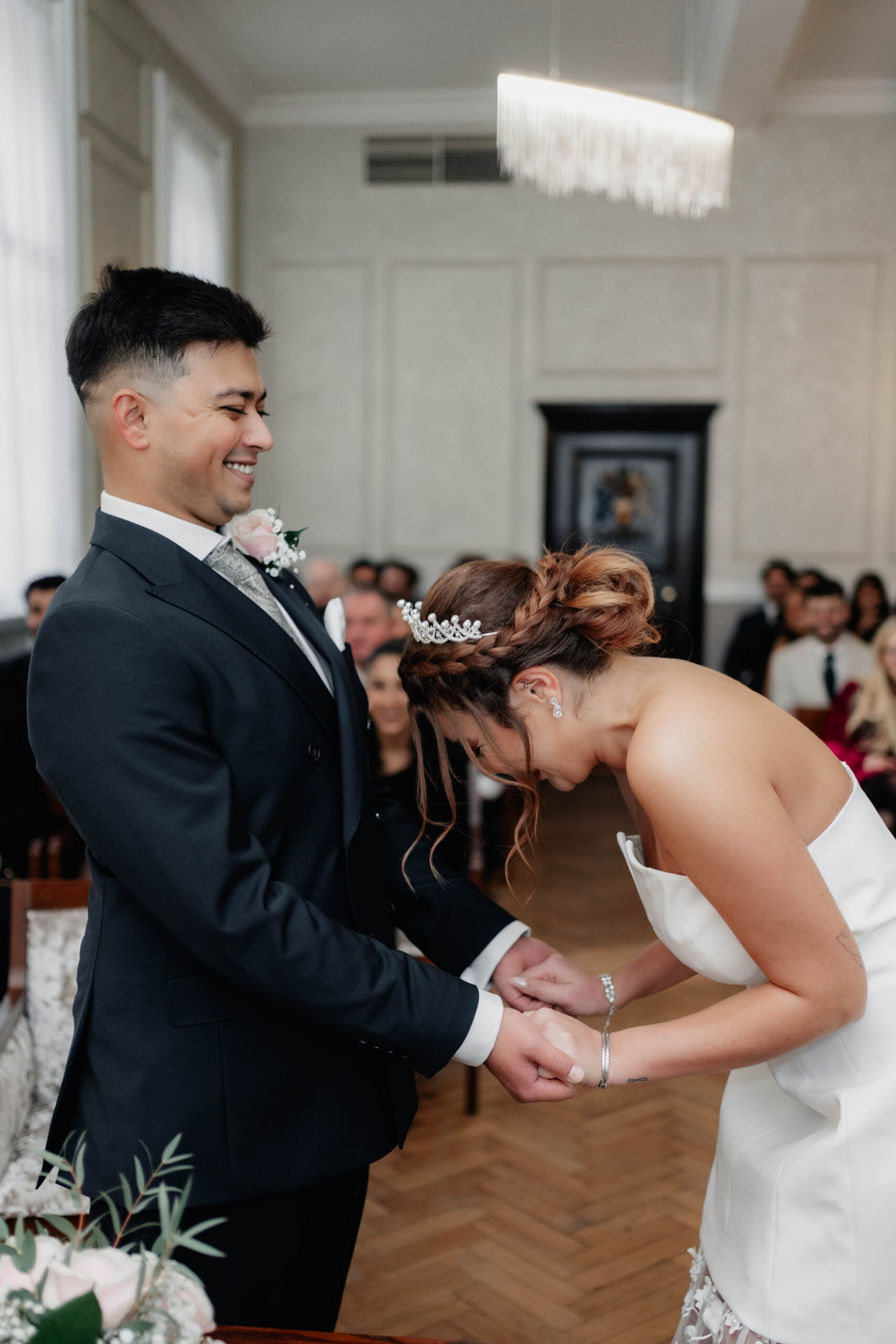 Wedding videographer London filming cinematic wedding film during London ceremony