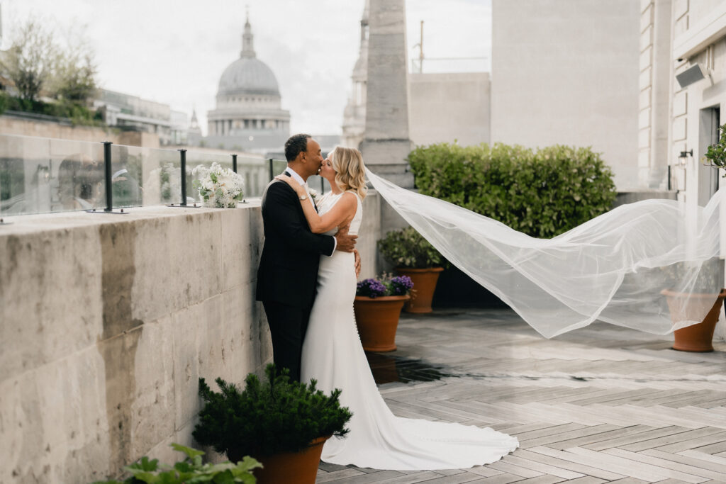 Wedding photographer capturing couple portrait in luxury London wedding