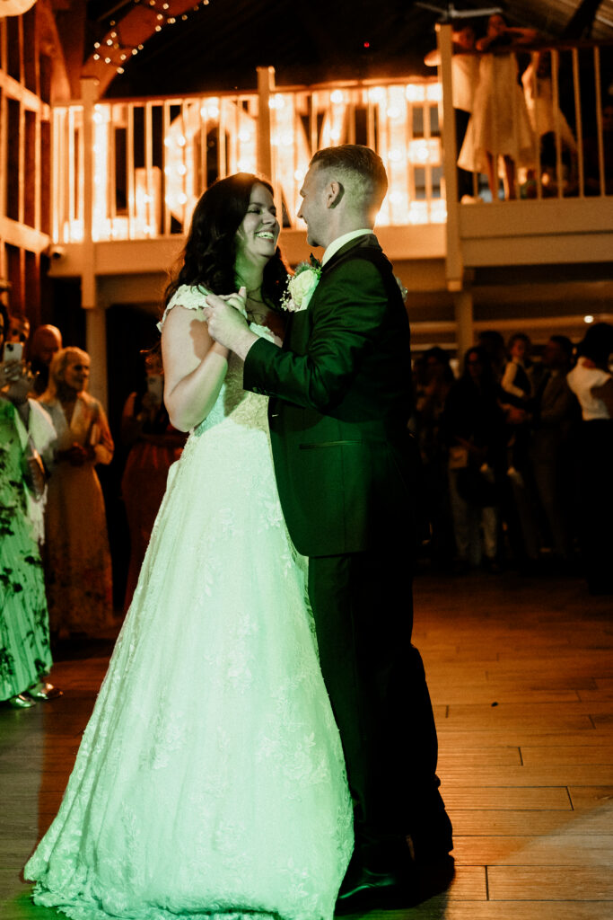 First dance inside Milling Barn wedding venue
