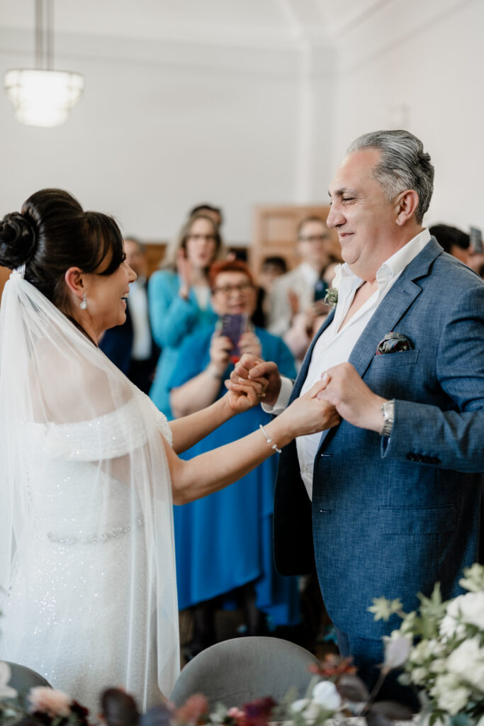New Zealand bride and Italian groom at Hendon Town Hall