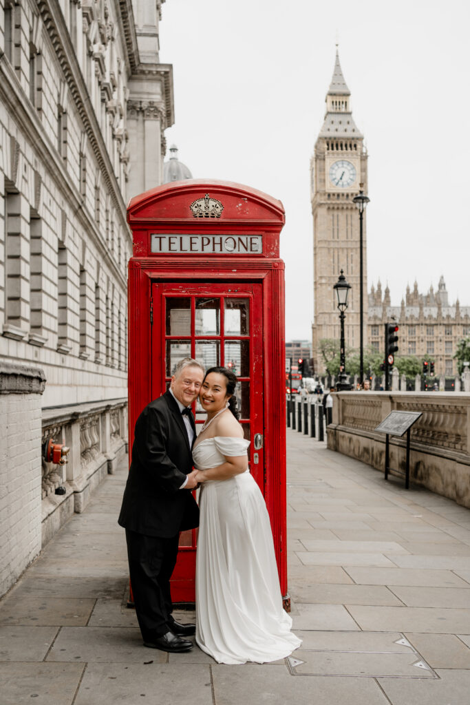 Pre Wedding Shoot London red telephone box street photo
