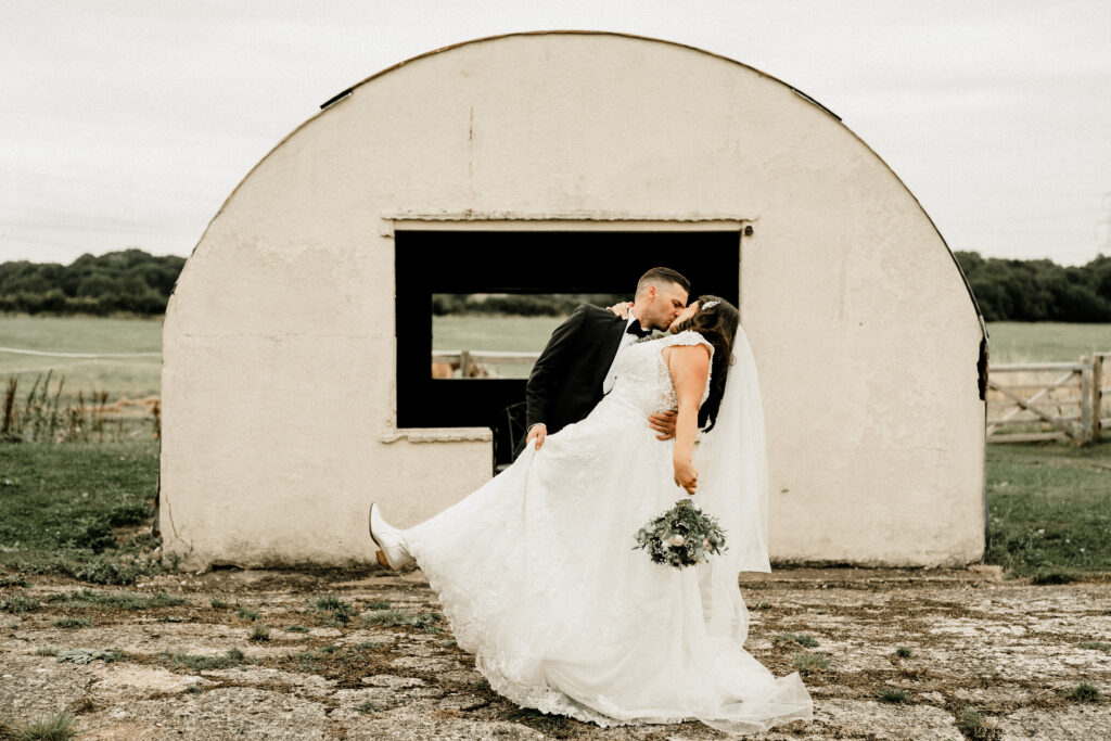 Golden hour wedding photography at Milling Barn