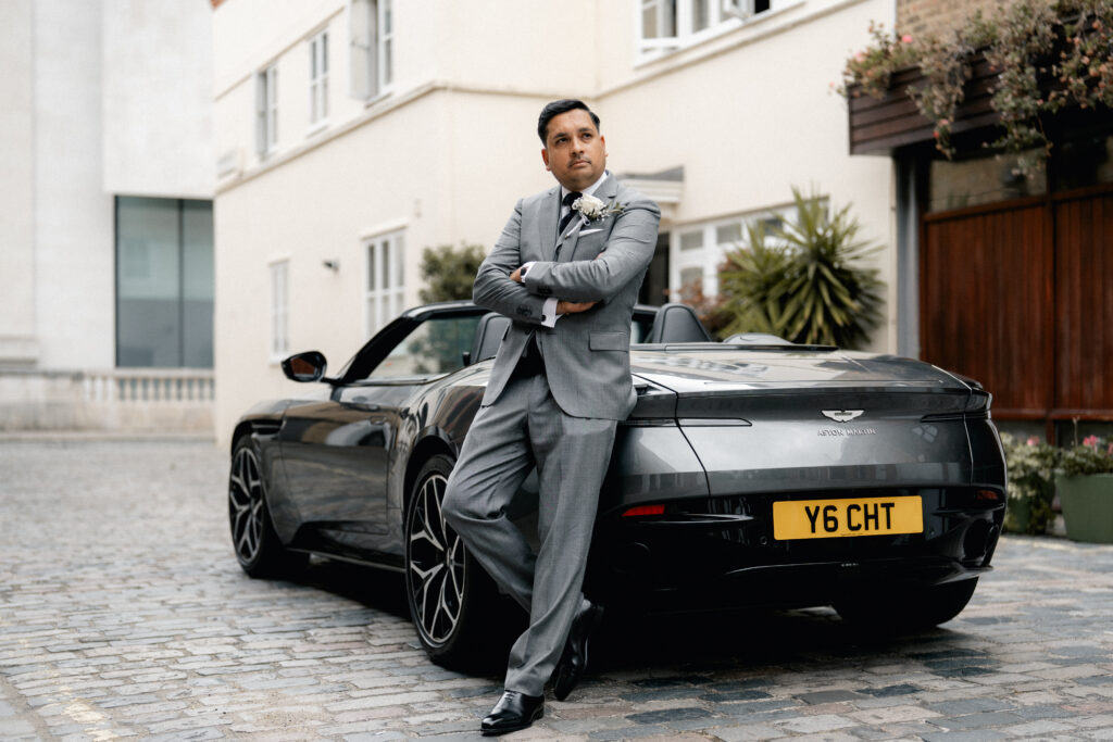 James Bond inspired wedding portraits with Aston Martin
