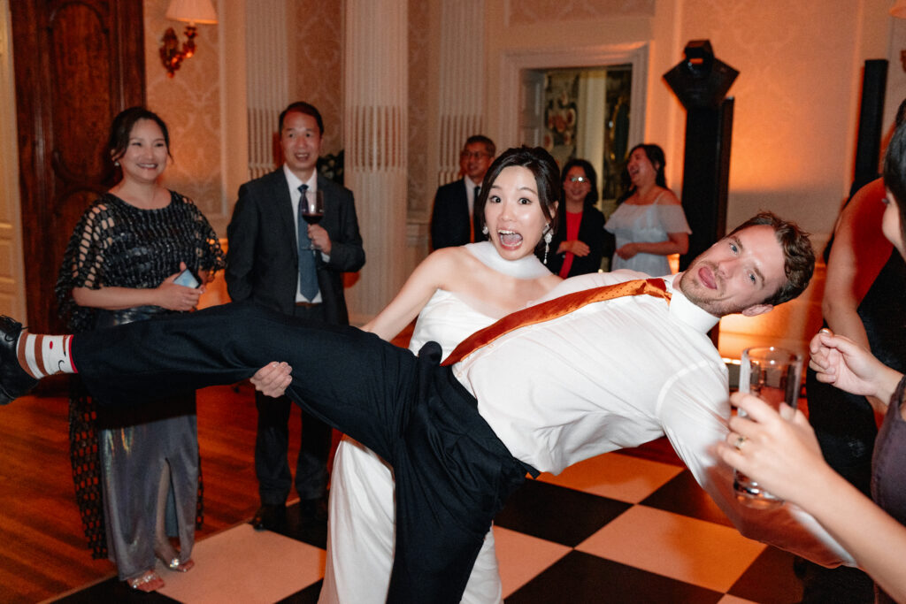 Lively wedding reception at Hedsor House