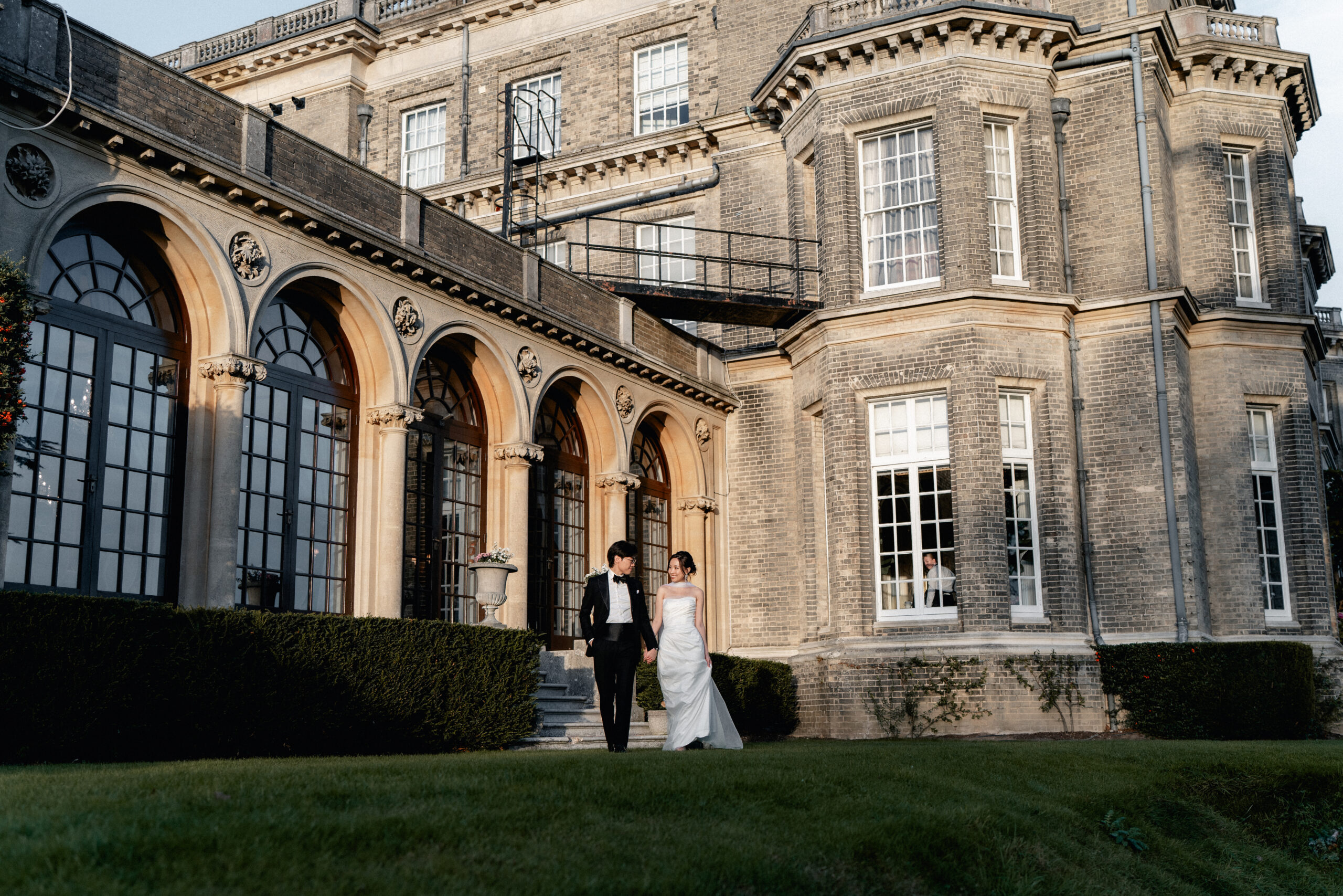 bride and groom portrait at hedsor house