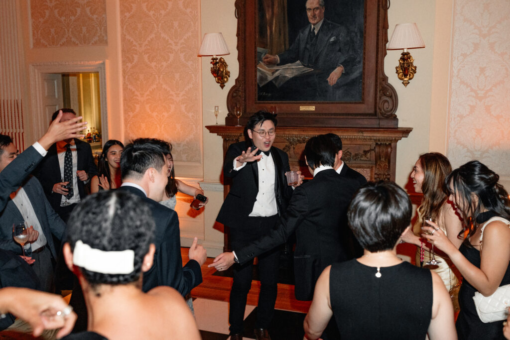 Wedding guests dancing at Hedsor House